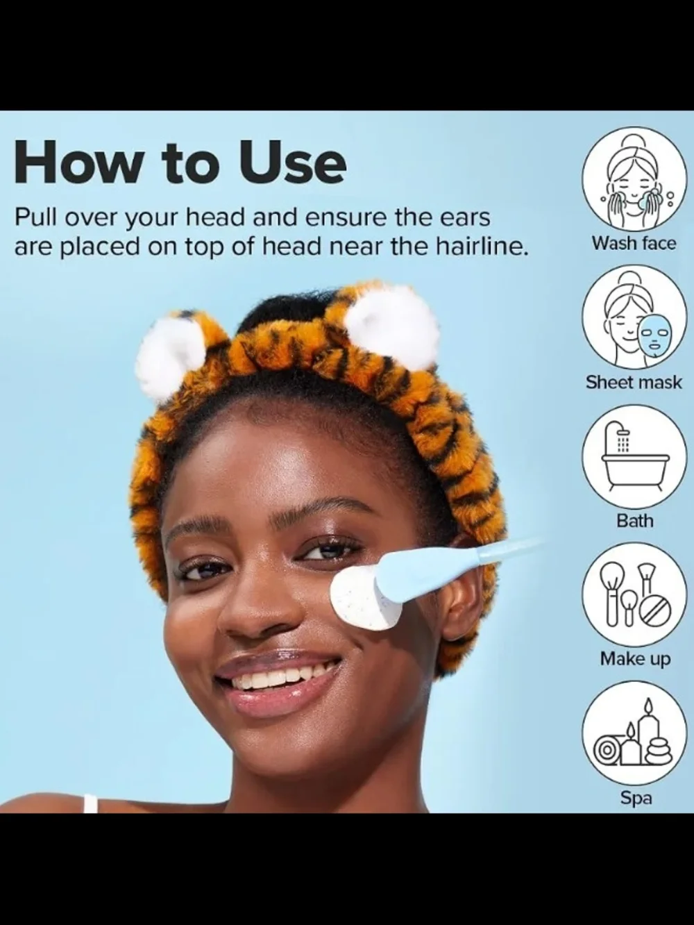 I DEW CARE Face Wash Headband - Tiger | Adorable Design BNIB
